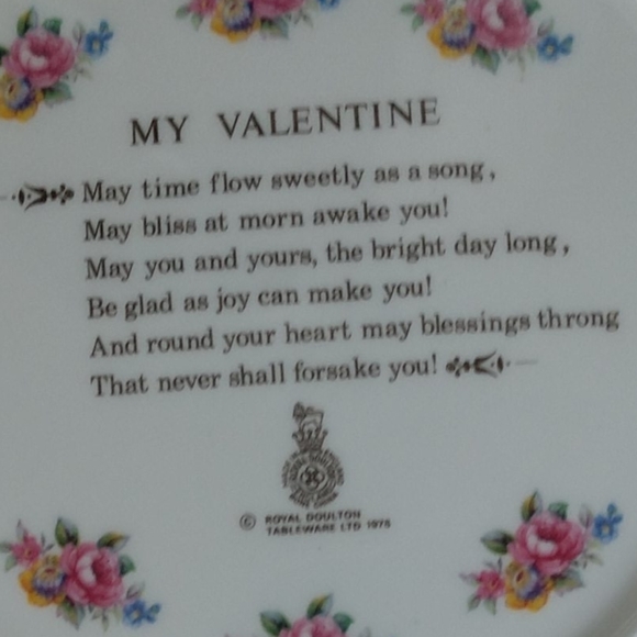 💗My Valentine Day Plate Vintage 1978 Royal Doulton LTD Marked on back Plus Poem - Picture 4 of 10